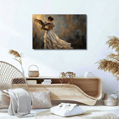 Ensemble de 1 tableau sur toile représentant un faucon élégant