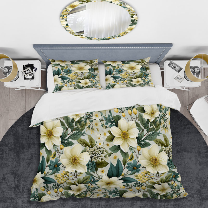 Ensemble de housse de couette Botanical Bliss, Housse de couette simple + 1 taie décorative stan