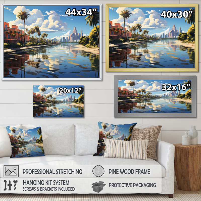 " Miami Sunshines State I ", White Floater Framed, 30" H x 40" W x 1.5" D