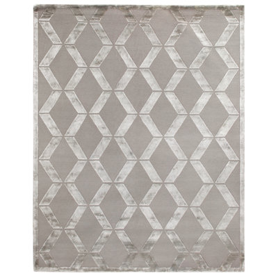 Metro-Velvet Geometric Area Rug in Silver