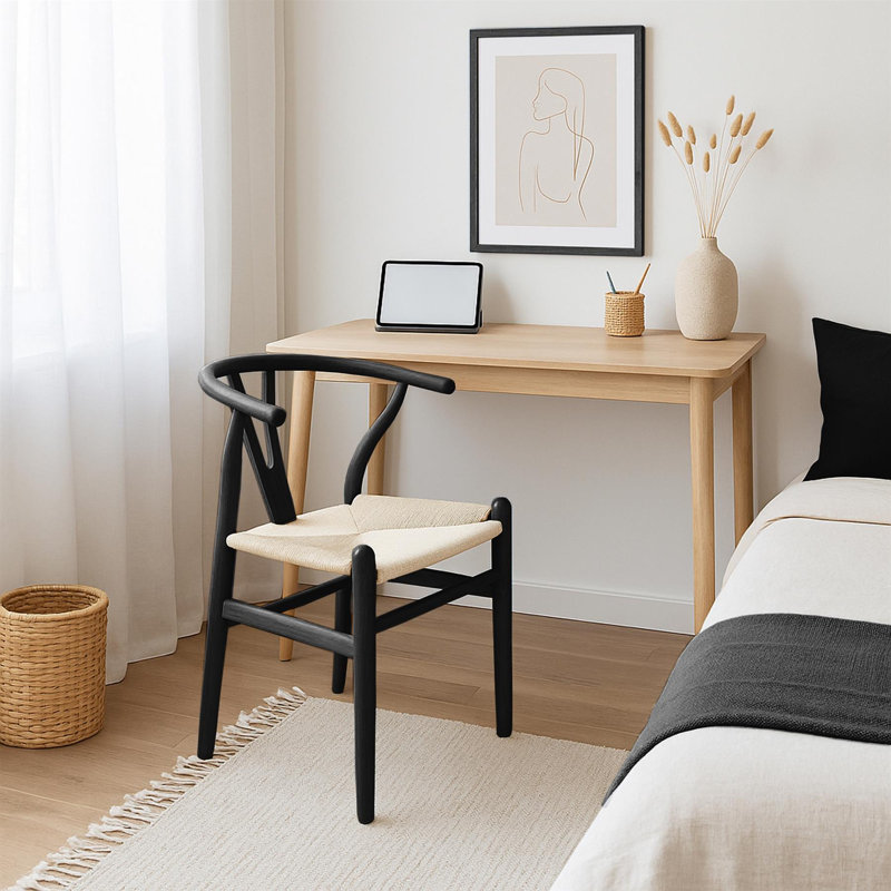 Nicholas Winter Scandi Danish Style Solid Wood Dining Chairs, 1, Black/Natural