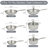 Tri-Ply Clad Stainless Steel Cookware Pots and Pans Set with Glass Lids with Induction Compatibility, 9 pcs
