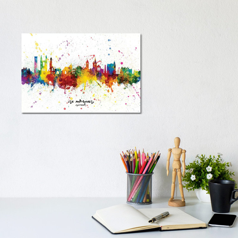 St Andrews Scotland Skyline Splash by Michael Tompsett - Wrapped Canvas Print, 20.32 cm H x 30.48 cm W