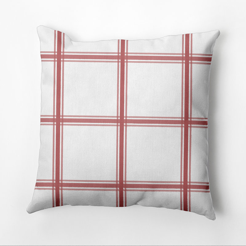 Subline Plaid Reversible Throw Pillow, 16" H x 16" W, Coral