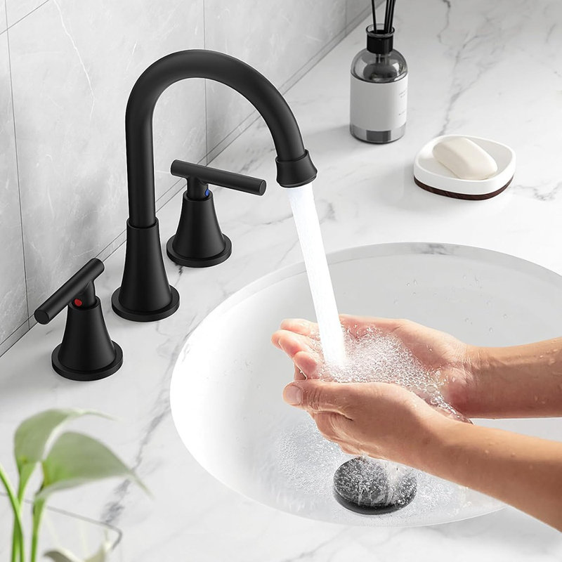 Robinets de salle de bain pour lavabo 3 trous, noir mat Hurran