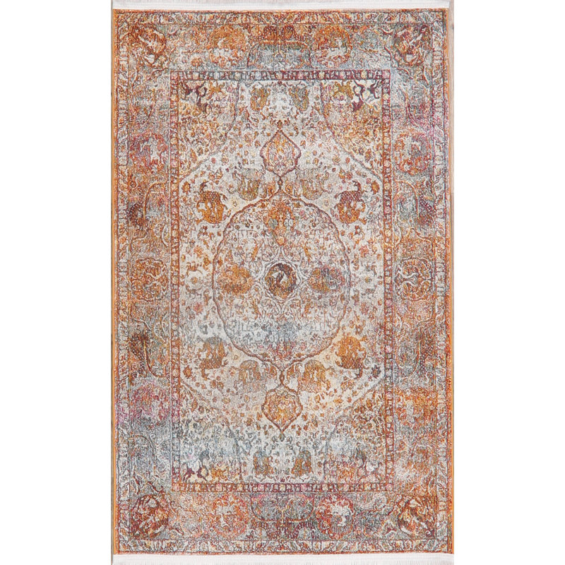 Tapis orange en polypropylène Valhalla, Rectangle 3 pi 11 po x 5 pi 7 po