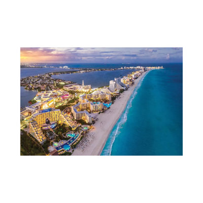 Cancun Shoreline Sunset by Jonathan Ross Photography - Wrapped Canvas Photograph