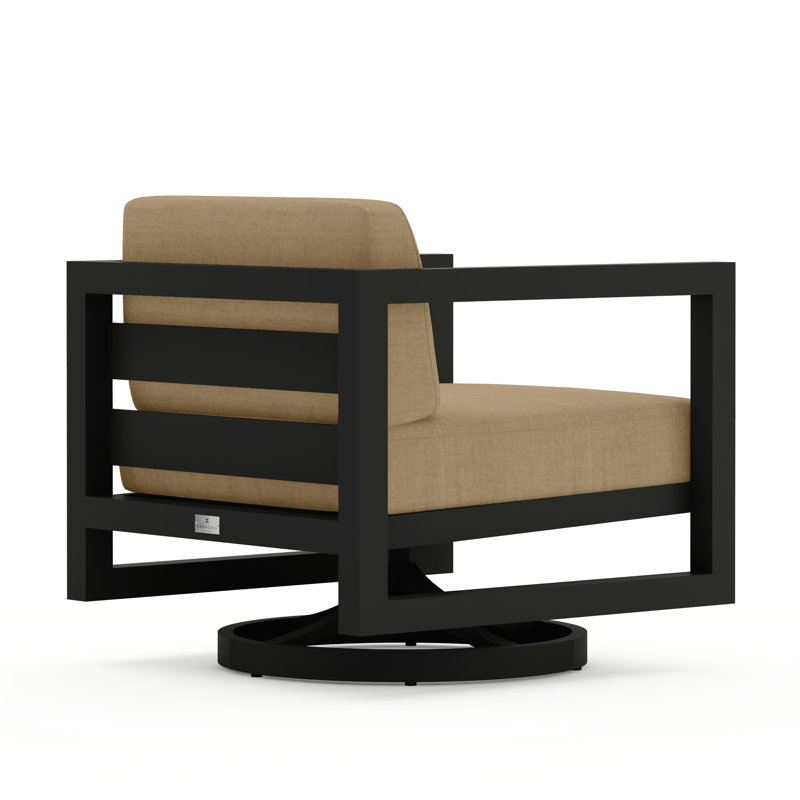 Avion Outdoor Rocker Chair, Black, Canvas Heather Beige Sunbrella® Canvas