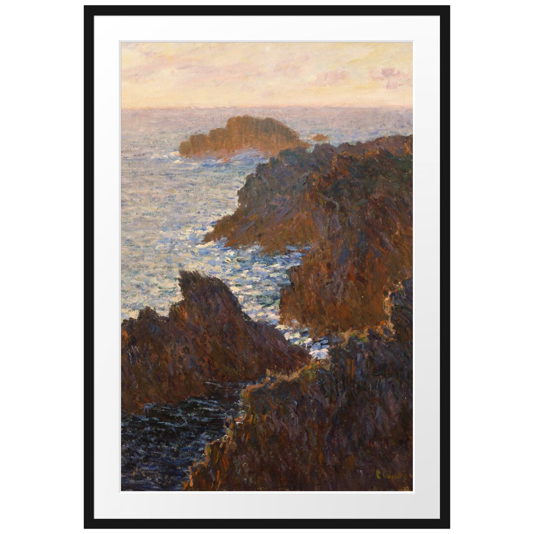 Claude Monet - Felsen In Belle-Ile Port-Domois - Im Bilderrahmen Mit Galerie-Passepartout