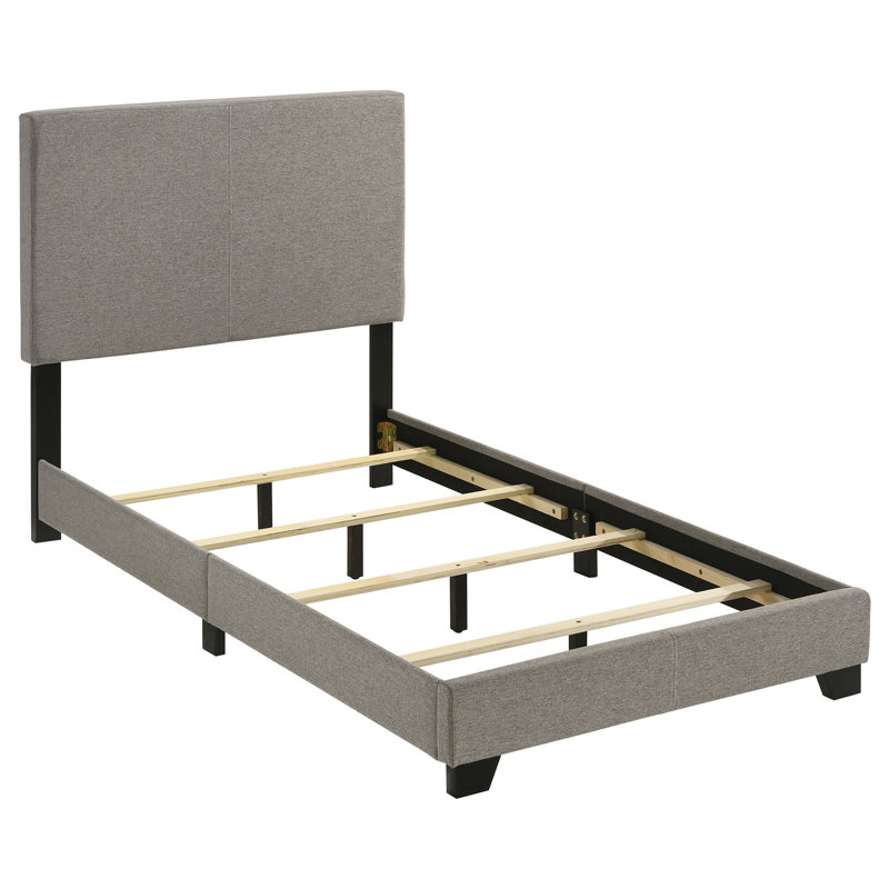 Lit à panneau tapissier taupe Efram, Lit simple