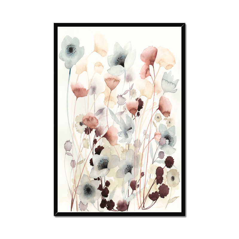 NC Bespoken Blossoms I by Grace Popp - Painting on Canvas, 34cm H x 24cm W, Black Framed Paper Print