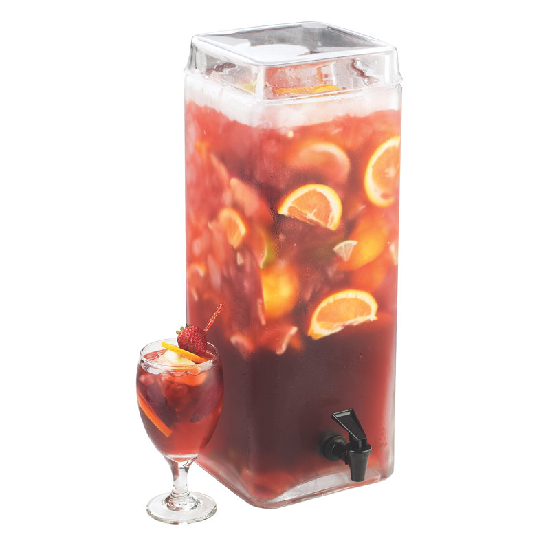 Distributeur de boissons carré en verre et pot à infusion, H 19 po x l 8 po x P 8 po