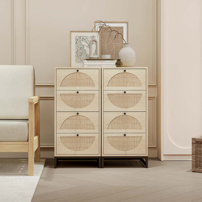 Commode décorative 4 tiroirs Utica, Naturel, H 40,75 po x l 37,8 po x P 15,75 po