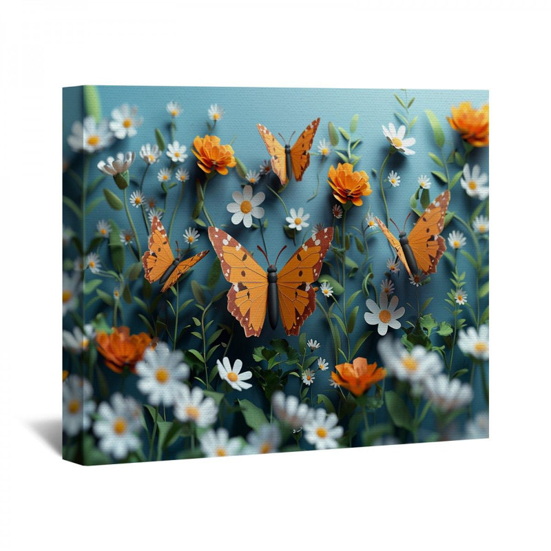 "Papillons" sur toile, H 12 po x l 18 po x P 3 po