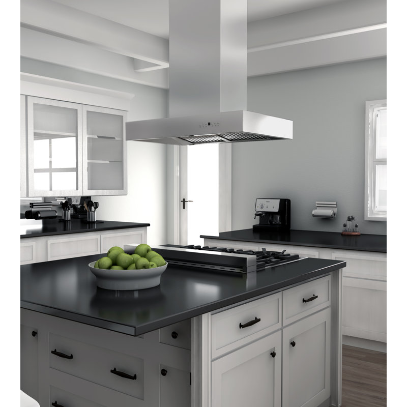 36" 700 CFM Ducted Island Range Hood in Brushed Stainless Steel, 36"