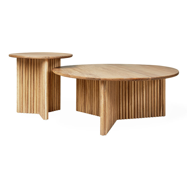 Odeon Round End Table, White Oak