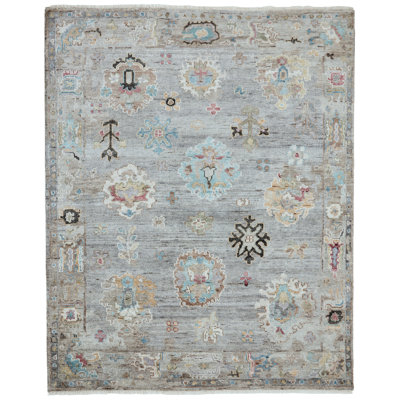 Francessca Hand Knotted Oriental Area Rug in Gray