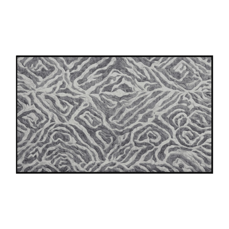Tapis gris lavable à la machine, Rectangle 6 pi x 9 pi