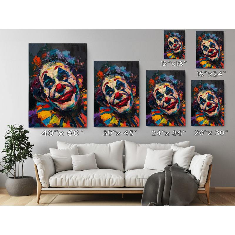 Reproduction de peinture à l'huile de clown sur toile, décoration murale moderne pour la maison et le bureau