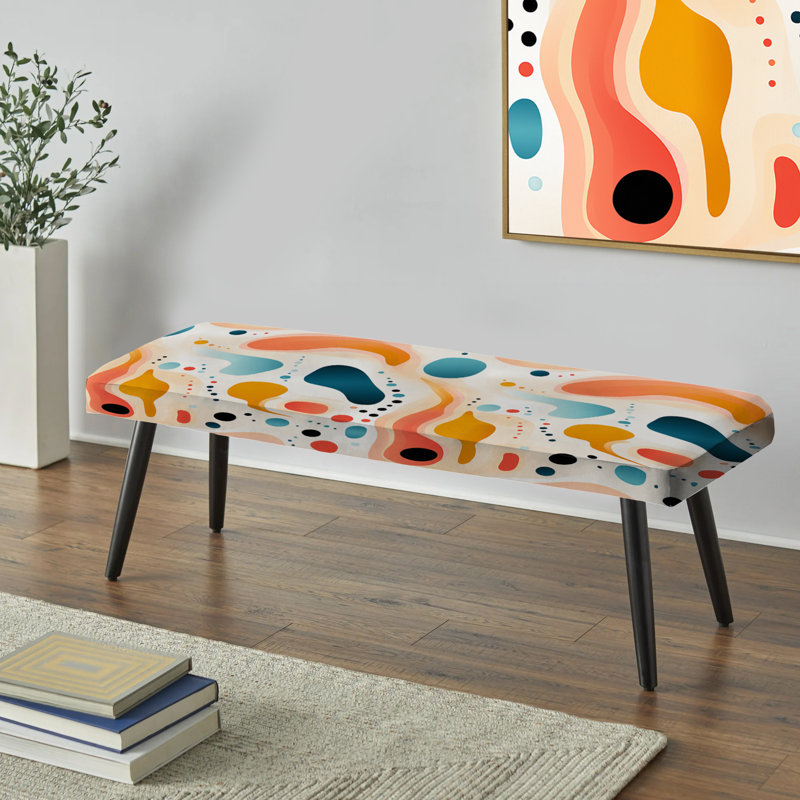 Soft Multicolor Abstract Neutrality Wave IV - Abstract Upholstered Black Bench