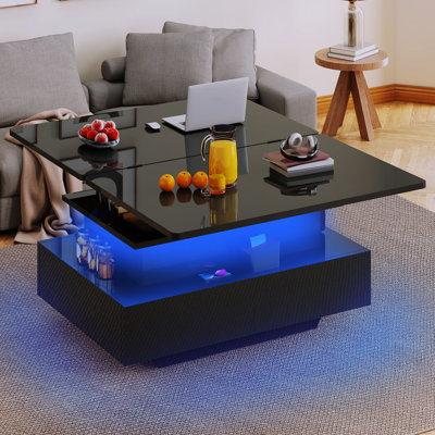 Lift Top Floor Shelf Coffee Table with Storage