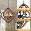 Lustre rustique en bois 6 lumières Allysha-1399641460