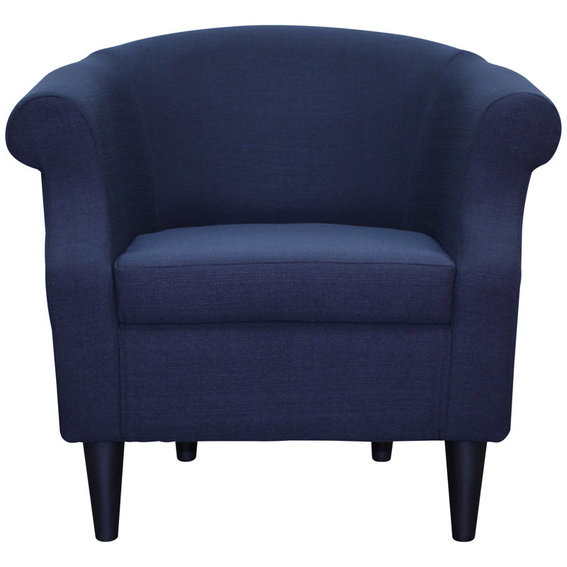 Fauteuil demi-tonneau en polyester Adea, Tissu natté minuit Klein