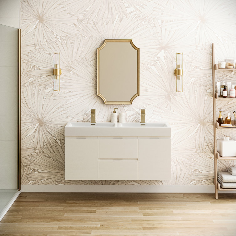 Valencia 48" Wall Mount Double Sink Bathroom Vanity with Top and Sinks (Faucets Not Included)