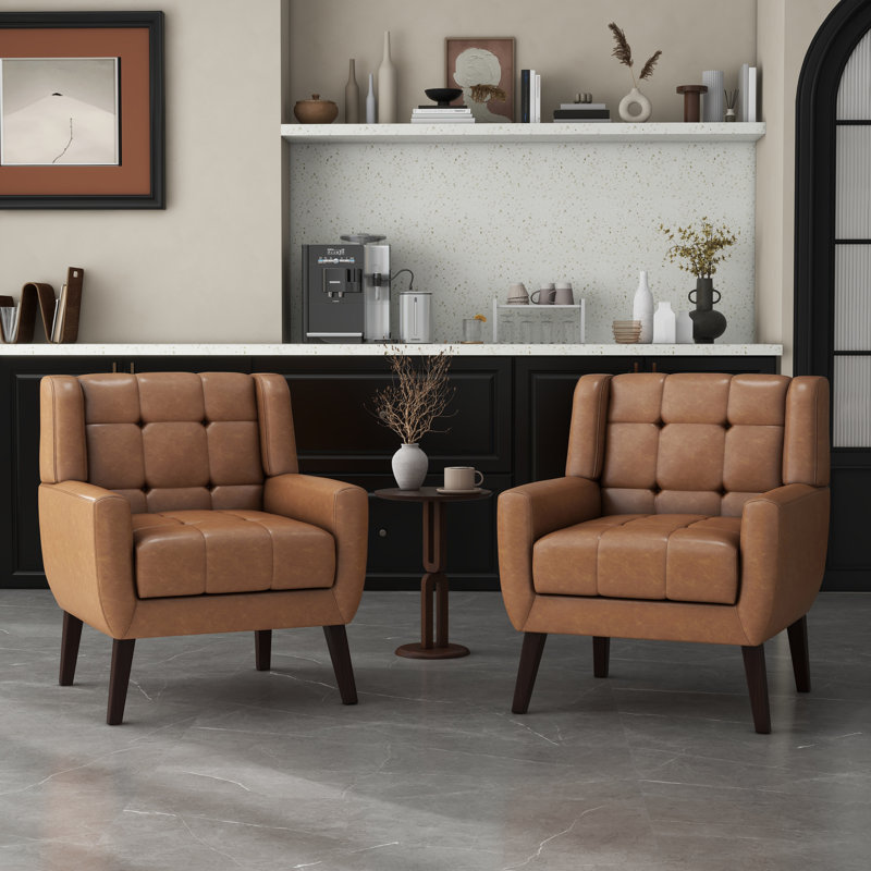 Fauteuil d'appoint revêtu de similicuir 28,3 po Davey, Similicuir brun