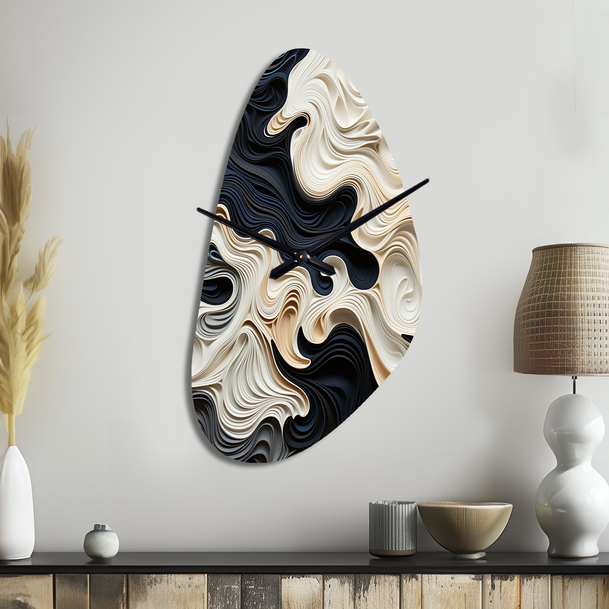 Design Art Black White Opt Art Rhythmic Pulses II Fall Shape