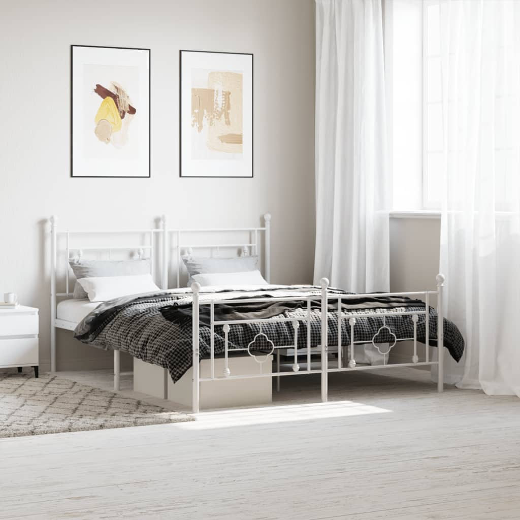 Vidaxl (With Headboard & Footboard, 150 X 200 Cm) Metal Bed Frame Home Bedroom Bed Base Mattress Foundation Bedstead - Image 3