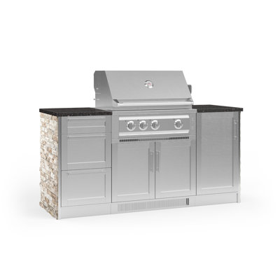 Outdoor Kitchen Signature Series 8 Piece Cabinet Set with 33 in. Natural Gas Platinum Grill -  NewAge Products, 68221