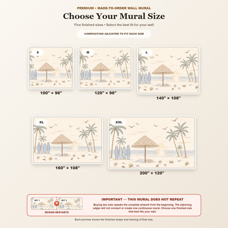 Papier peint tropical avec palmiers tropicaux, 200"x120", Non-Woven Nonpasted