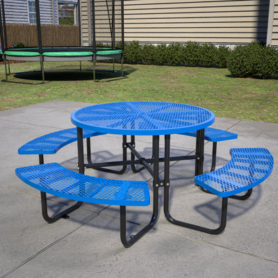 Table de pique-nique en métal avec trou pour parasol Ridenour