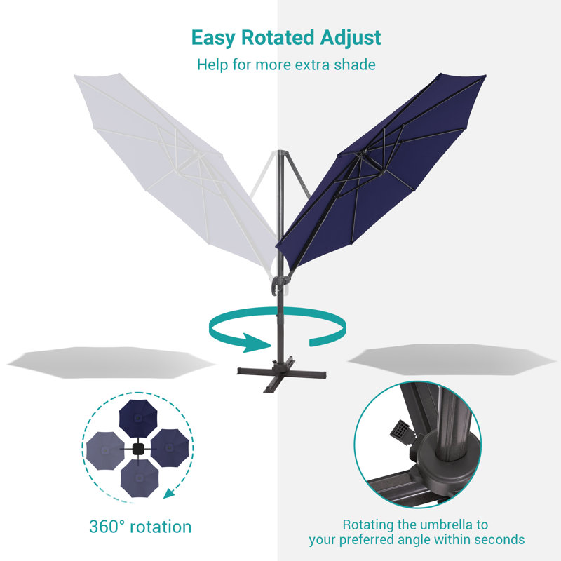 Parasol en porte-à-faux 119 po Seydina, Bleu marine