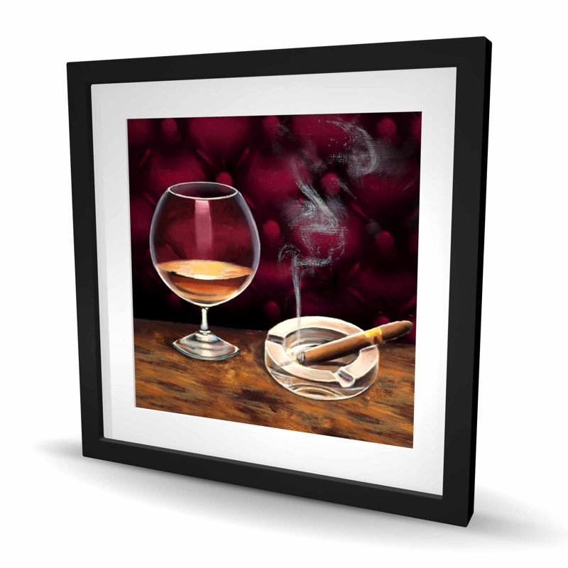 Al alcool et cigare - impression contemporaine brune encadrée
