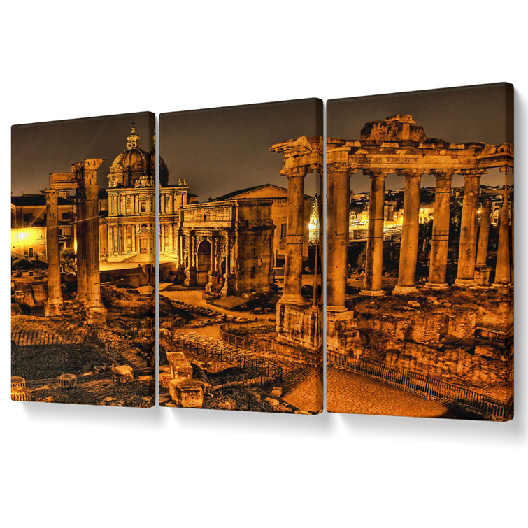 Ebern Designs Roman Forum - 3 Piece Wrapped Canvas Graphic Art ...