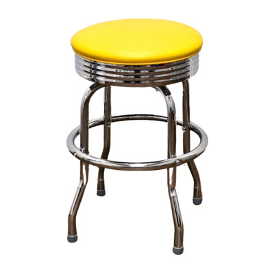 Retro Home Single Ring Chrome Pan Swivel Bar & Counter Stool