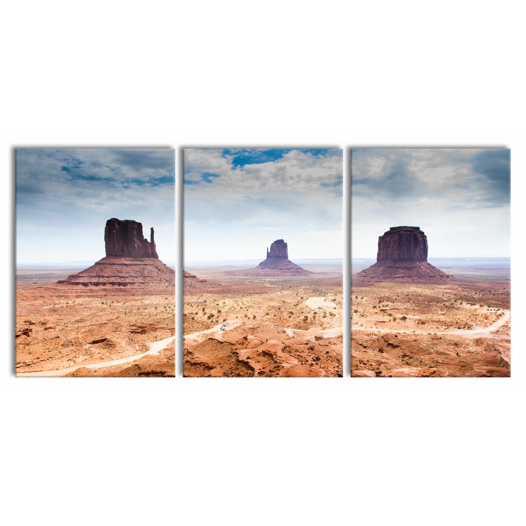 3-tlg. Leinwandbilder-Set Monument Valley