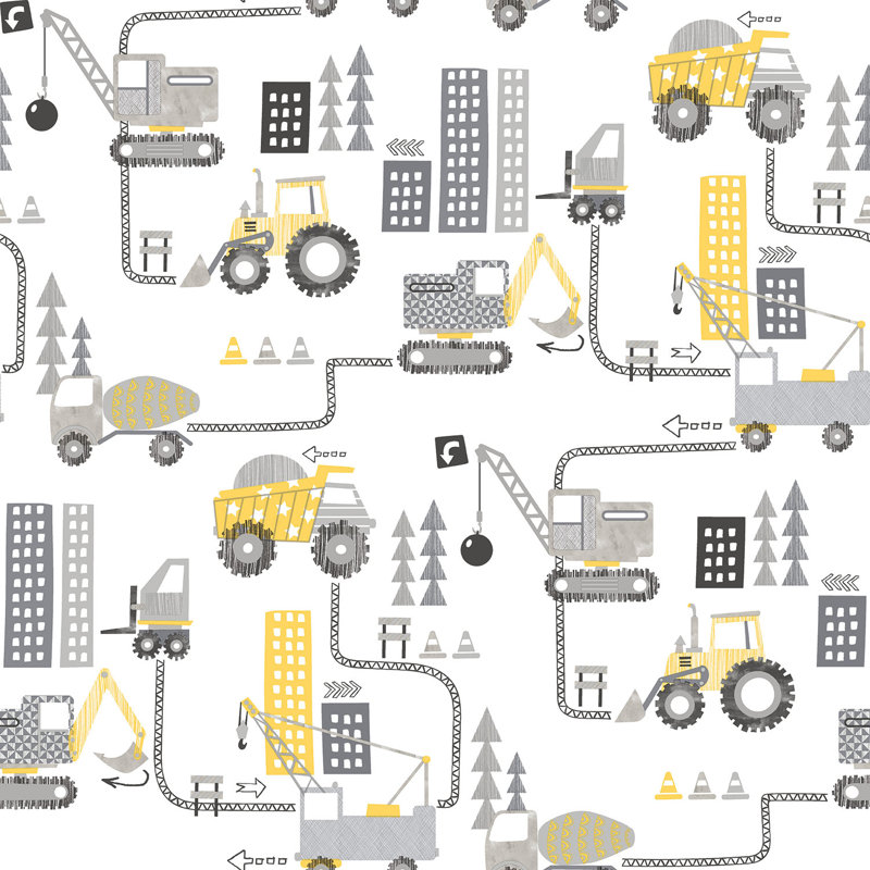 Cassity 10m x 53cm Matte Paste the Wall Wallpaper Roll, Yellow/Greige