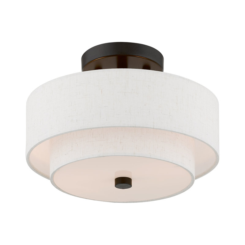 Jorgan Linen Blend Semi Flush Mount, 8.25" H x 13" W x 13" D