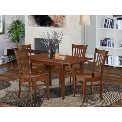 5 Piece Dining Room Table Set Includes a Rectangle Wooden Table with Butterfly Leaf and 4 Kitchen Dining Chairs, 32x54 Inch, Mahogany