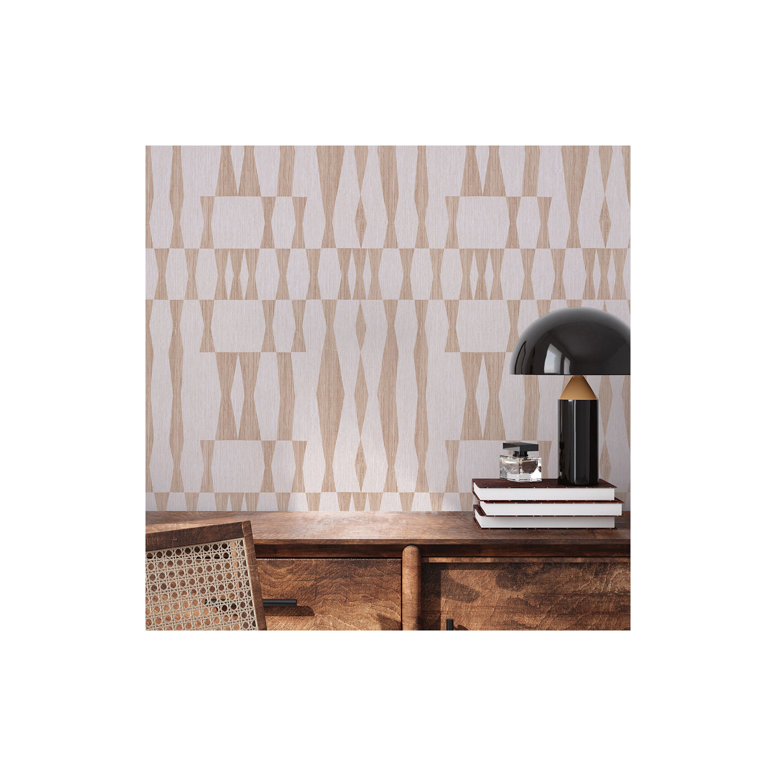 Faux Grasscloth Geo Peel and Stick Wallpaper, Beige