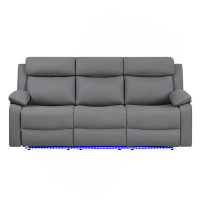 Blanche Grey Reclining Sofa With LED Lights
