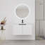 Meuble-lavabo mural avec lavabo en résine et 2 portes à fermeture en douceur-1223398448