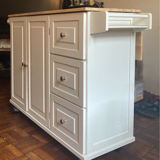 Arlonda Solid Wood Top Kitchen Cart - Blue