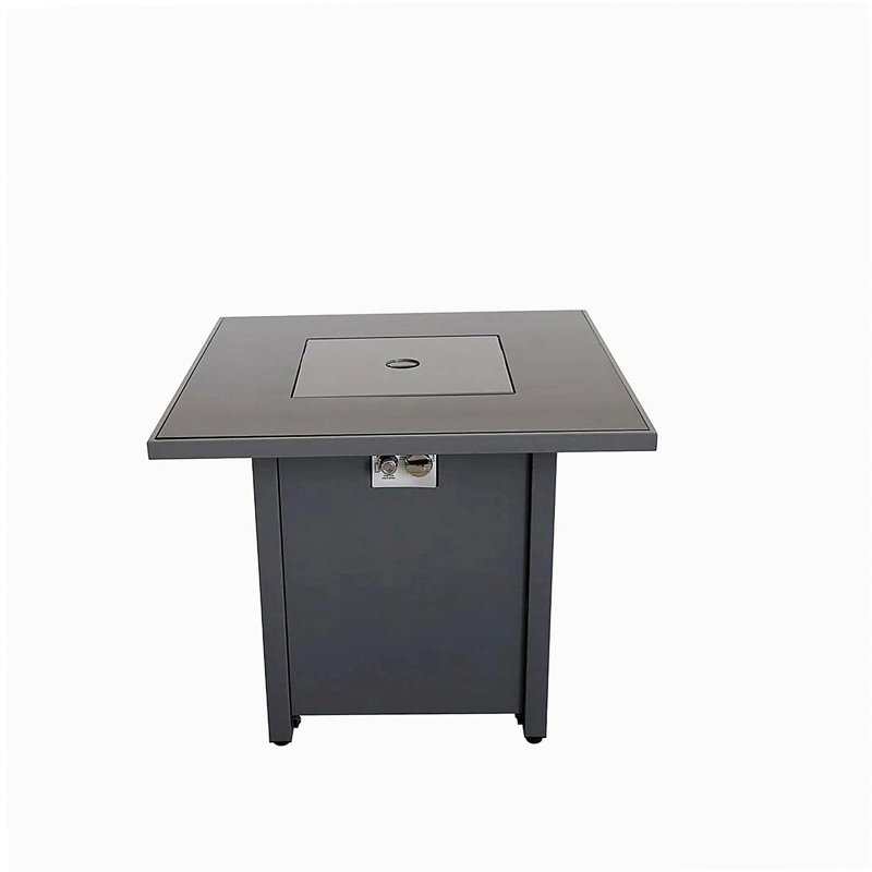 30 inches powder coated metal fire pit with smoke glass surface, Gray