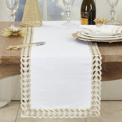 Chemin de table doré à bordure tressée métallique l 16 po x L 72 po