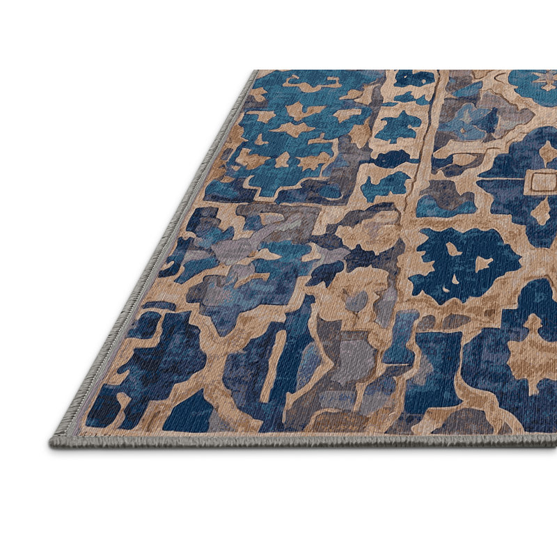 Machine Washable Gray Area Rug, Rectangle 7' x 9'