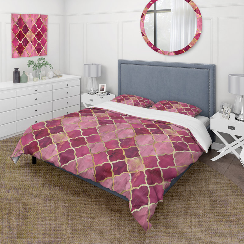 Ensemble de housse de couette Mid-Century Trellis I - Mid-Century, Housse de couette pour grand lit + 2 taies décora